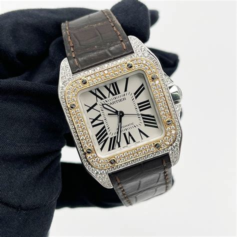 cartier vintage santos|cartier santos 100 diamond bezel.